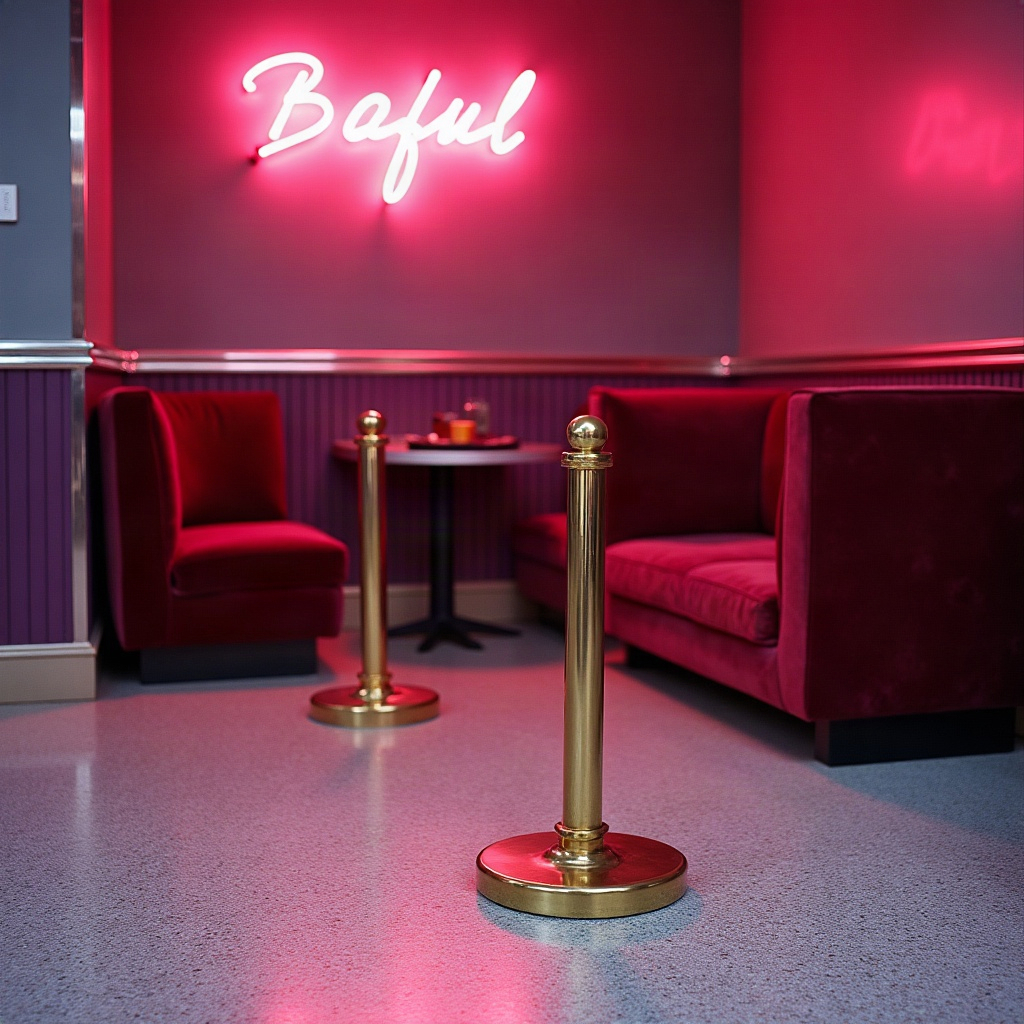 Brass pole bolted into terrazzo floor